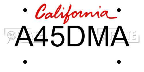 A45DMA California License Plate