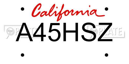 A45HSZ California License Plate