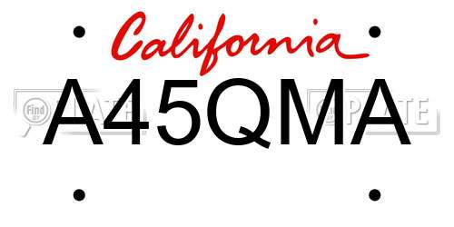A45QMA California License Plate