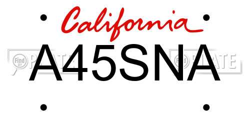 A45SNA California License Plate