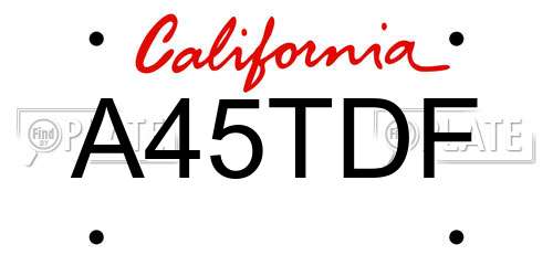 A45TDF California License Plate