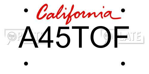 A45TOF California License Plate