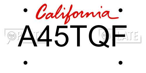 A45TQF California License Plate