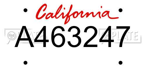 A463247 California License Plate