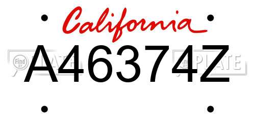 A46374Z California License Plate