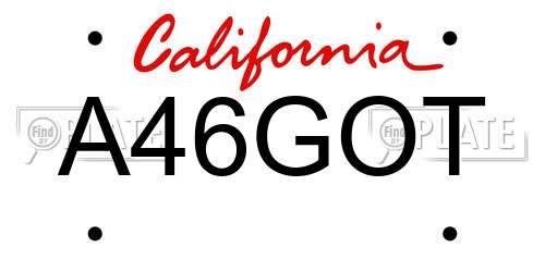 A46GOT California License Plate