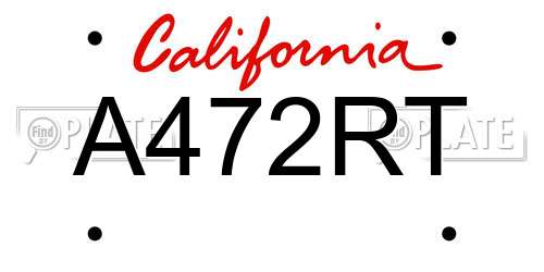 A472RT California License Plate