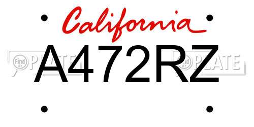 A472RZ California License Plate