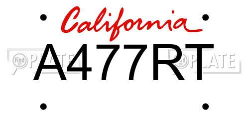 A477RT California License Plate