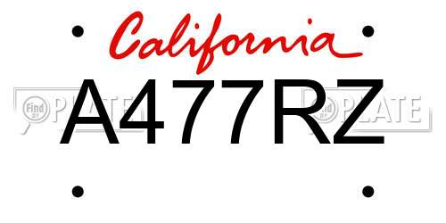 A477RZ California License Plate