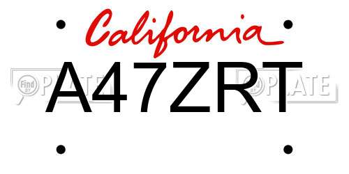 A47ZRT California License Plate