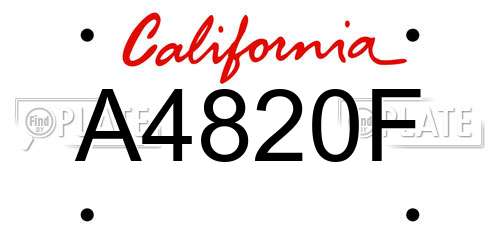 A4820F California License Plate