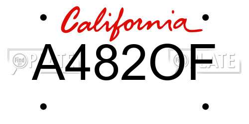A482OF California License Plate