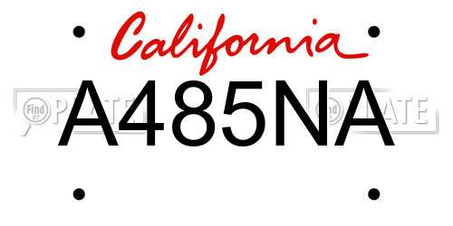 A485NA California License Plate