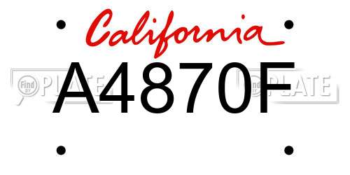 A4870F California License Plate