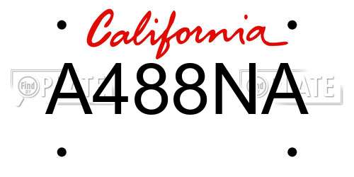 A488NA California License Plate