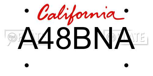 A48BNA California License Plate