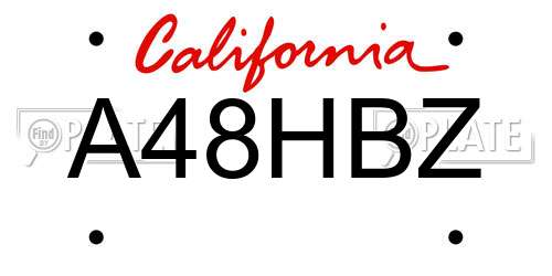 A48HBZ California License Plate