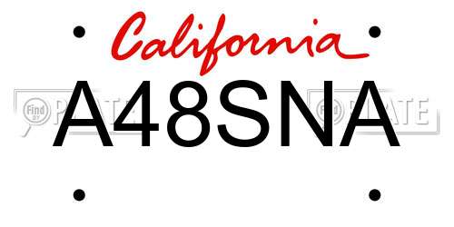 A48SNA California License Plate