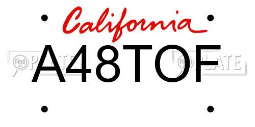 A48TOF California License Plate