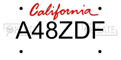 A48ZDF California License Plate