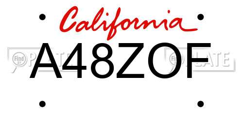 A48ZOF California License Plate