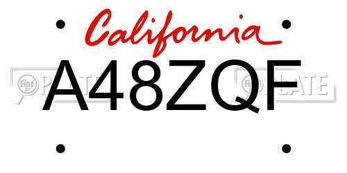 A48ZQF California License Plate