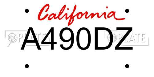 A490DZ California License Plate