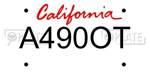 A490OT California License Plate