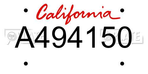 A494150 California License Plate