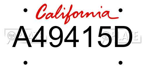 A49415D California License Plate