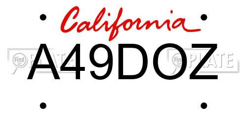 A49DOZ California License Plate