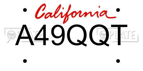 A49QQT California License Plate