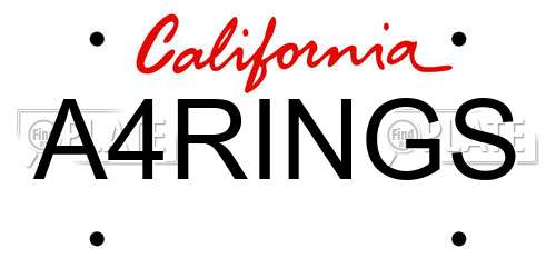 A4RINGS California License Plate