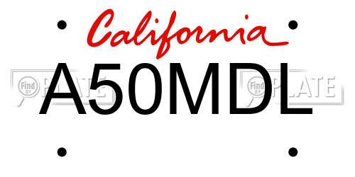 A50MDL California License Plate