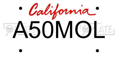 A50MOL California License Plate