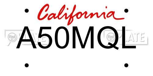 A50MQL California License Plate