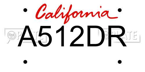 A512DR California License Plate