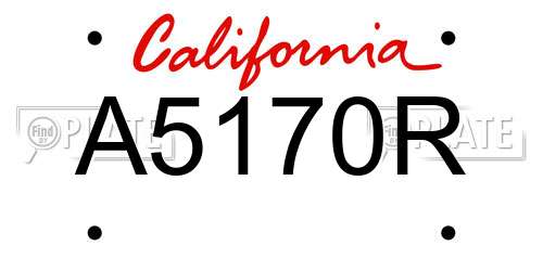 A5170R California License Plate
