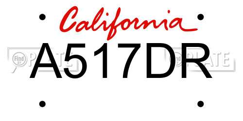 A517DR California License Plate