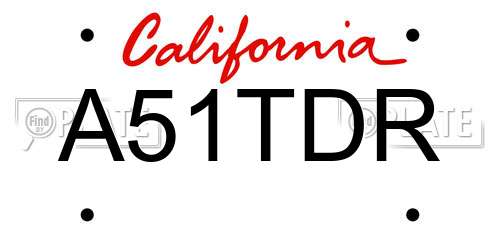 A51TDR California License Plate