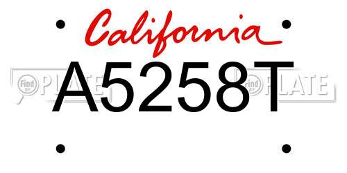A5258T California License Plate