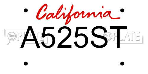 A525ST California License Plate
