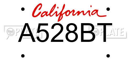A528BT California License Plate