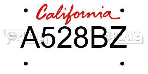 A528BZ California License Plate