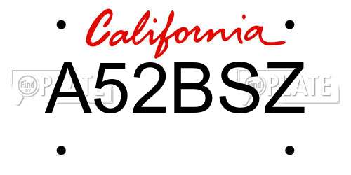 A52BSZ California License Plate