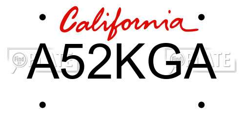 A52KGA California License Plate