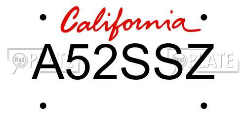 A52SSZ California License Plate