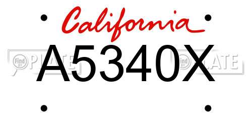 A5340X California License Plate