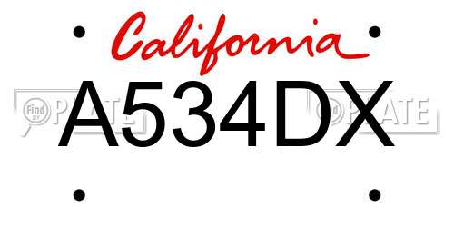 A534DX California License Plate